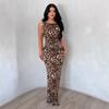 European and American Women's Summer Long Dress Elegant Leopard Print Slim-fitting Sleeveless Dress Women's Sexy Waist Tight Hip Skirt