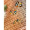 White Baihe With Color Drop Glaze Enamel Earrings Light Luxury Simple Studs Retro Earrings