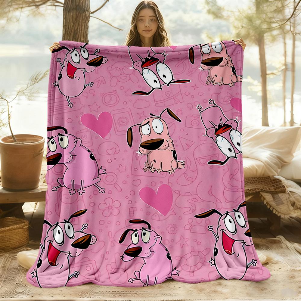 1 Stück Courage der feige Hund Outdoor-Decke Leichtes Flanell, Weich & Warm, Ganzjahresnutzung für Sofa, Outdoor, Camping, Wohnzimmer, Büro, Stuhl