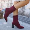 Fashion Fashion Solid Elastic Socks Boots Women 2025 Autumn/winter Breathable Knitted Fabric High Heel Sexy Pointed Toe Boots for Women