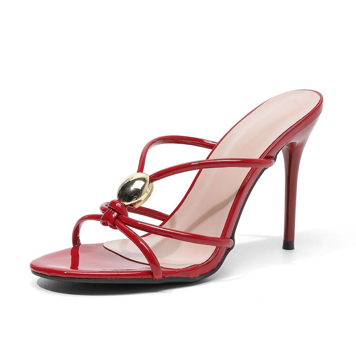 

Strappy Heels for Women Cross Strap Round Open Toe Slides Stiletto High Heels Women s Heeled Sandals for Prom Wedding Party Summer Dress Sandal Shoes 43 червоний