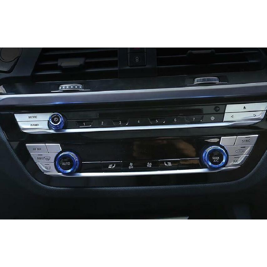 For BMW X3 G01 X4 G02 2018-2021 Blue Aluminum Console AC Knob Ring Cover Trim