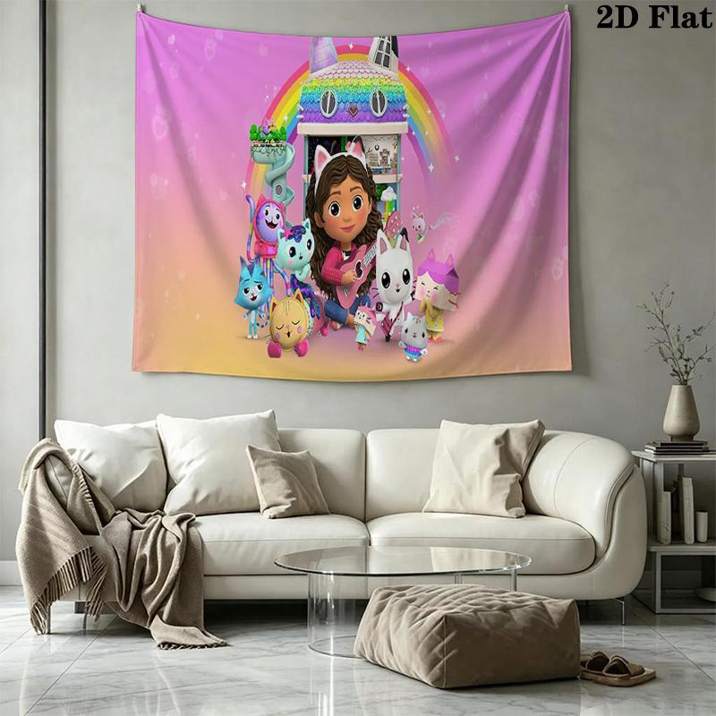Gabby Dollhouse Wall Tapestry Aesthetic Wall Hanging Printed Fabric Blanket Decorative Tapestries for Bedroom Living Room Home Decor