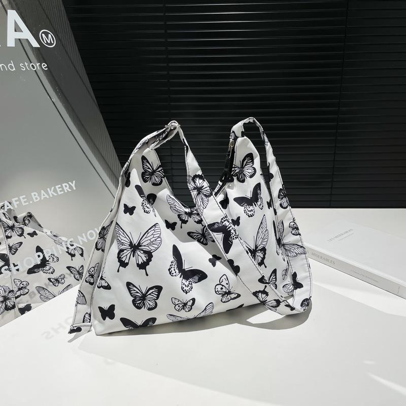 Literary polka dot crossbody women's bag small fresh floral girl shoulder bag underarm portable fashion large capacity tote bag