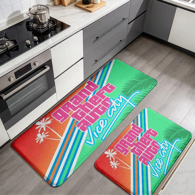 Grand Theft Auto2 Flannel Kitchen Mat Christmas Soft Area Rug Non Slip Floor Carpet Home Decoration