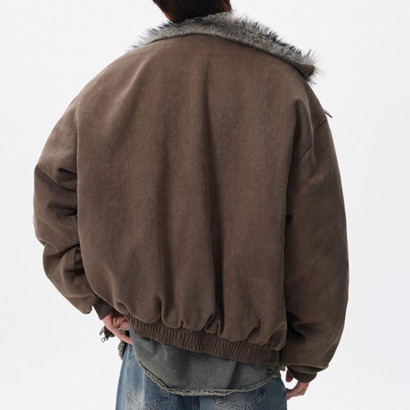 Fashion Versatile Warm Coat Autumn Winter Men's Fur Collar Thick Cotton Jacket
