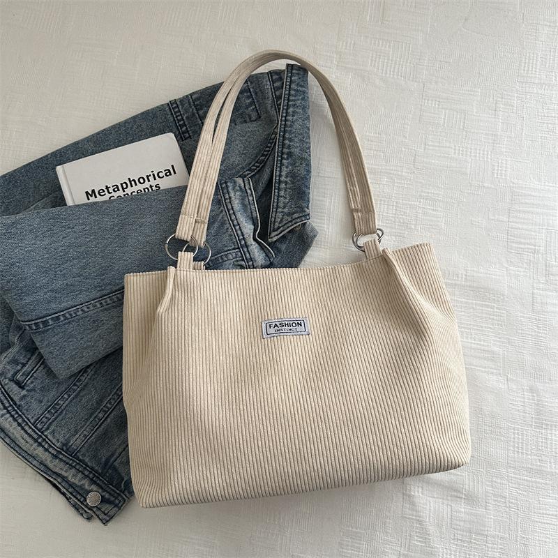 Cordtasche Damen Große Kapazität Lässige Schulter Einkaufstasche Pendler Einkaufstasche