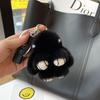 Cute Long Ear Bunny Keychain Real Mink Fur Rabbit Doll Pendant Toys Keyring Women Bag Charm Ornament Pompom Plush Jewelry Gifts