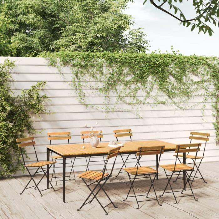 3152107 vidaXL Chaises pliables de jardin 8 pcs Acier et bois d'acacia massif