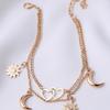 European and American style double-layer love sun moon anklet women's beach vacation alloy foot jewelry hot-selling models