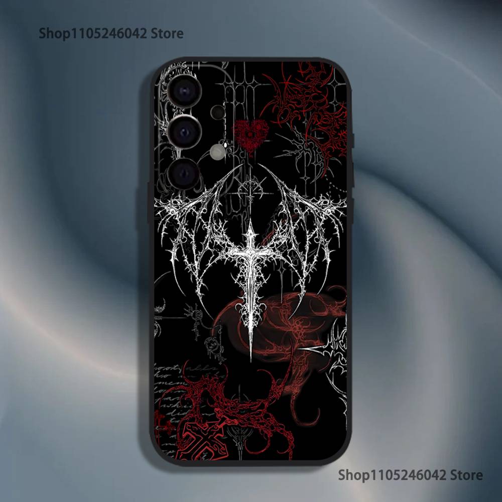

Gothic Cyber Sigil Cross Eyes Skull Shockproof Phone Case For Samsung S25,S24,S21,S22,S23,S30,Ultra,S20,Plus,Lite,5G Black Cover Samsung S24Plus