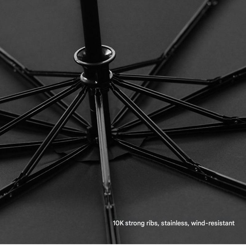 Light Luxury Wooden Handle Umbrella Sun Protection Anti-ultraviolet Fully Automatic Tri-folding High-end Business Gift Umbrella