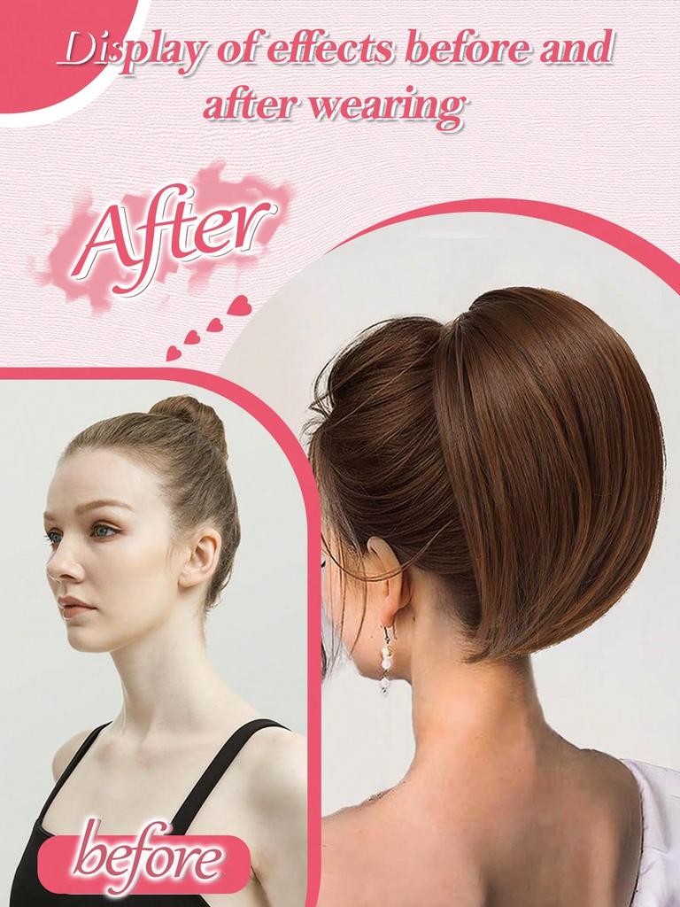 Synthetic Claw Clip Ponytail Extension 8-inch Short Curly Ponytail Hair Piece For Women's Daily Use
