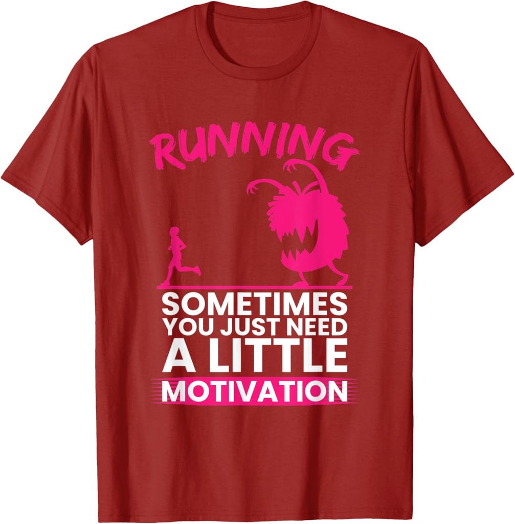 Running Monster Motivation Graphic Print Mens Cotton TShirt Casual Crew Neck Tee