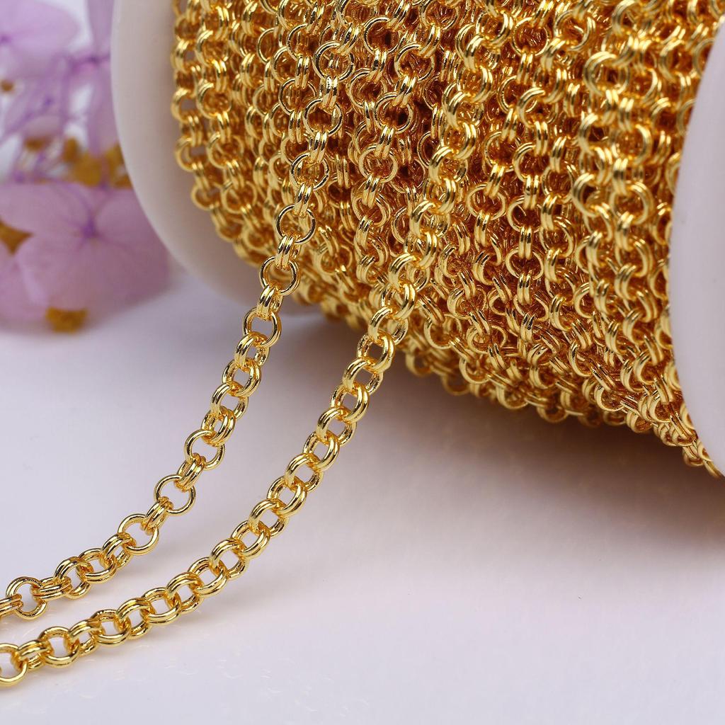 14k Gold-Filled Double-Strand Round Copper Chain for DIY Bracelet and Necklace Jewelry.