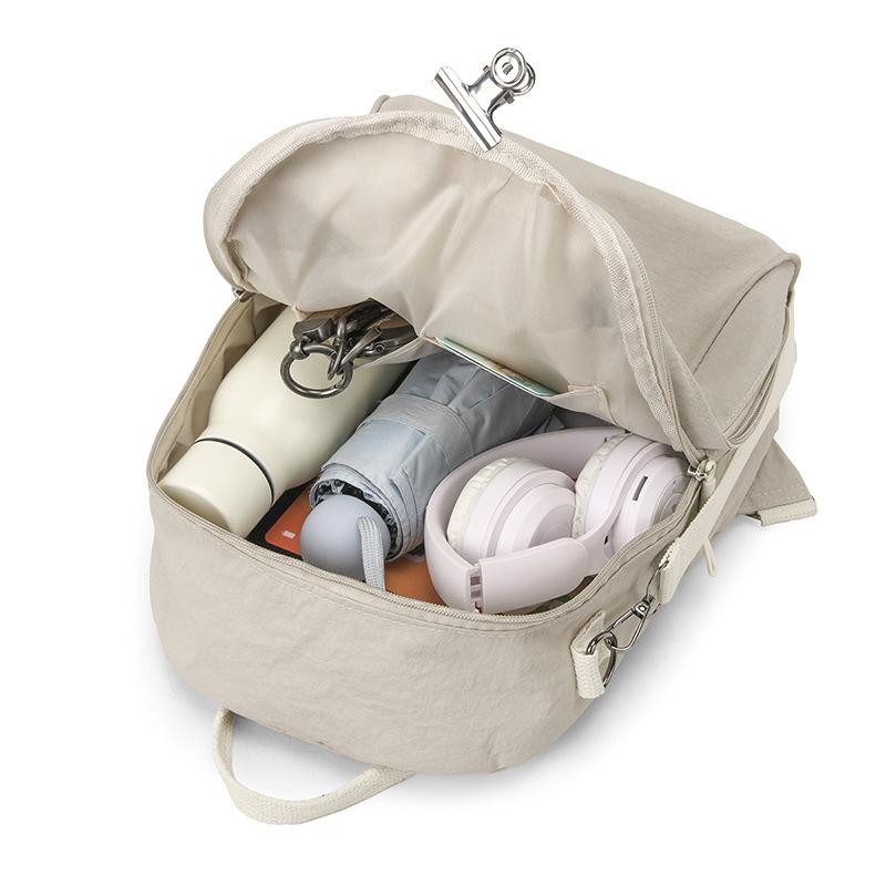 Solid Color Commuting Backpack for Women, Multi-layered Student Schoolbag, Fashionable and Versatile Shoulder Bag