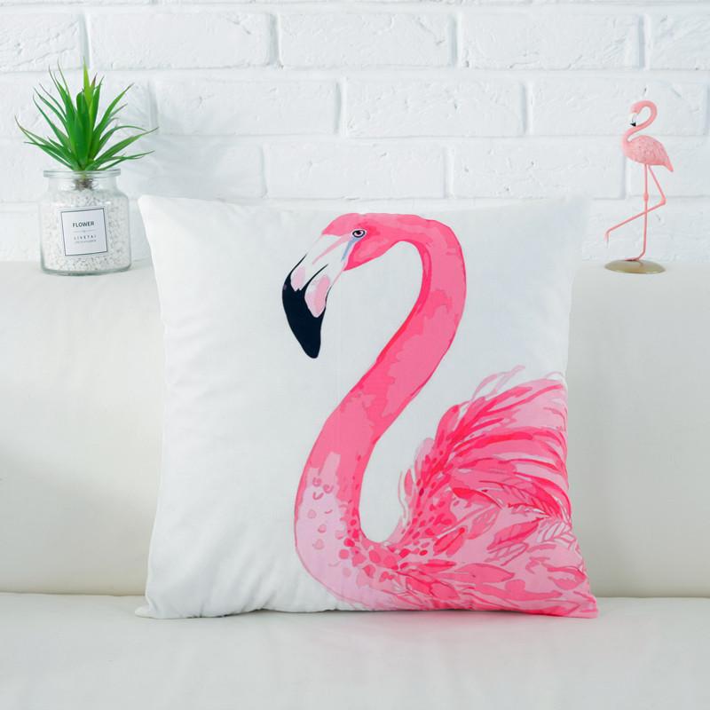 Fresh Flamingo American Nordic Style Velvet Pillowcase Car Sofa Cushion Pillow Windowsill Decorative Pillow