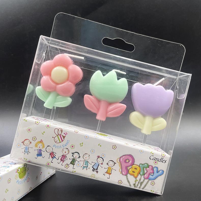 Creative Tulip Flowers Birthday Ins Colorful Spring Flowers Egg Small Flower Cake Decoration Gift Party Candle