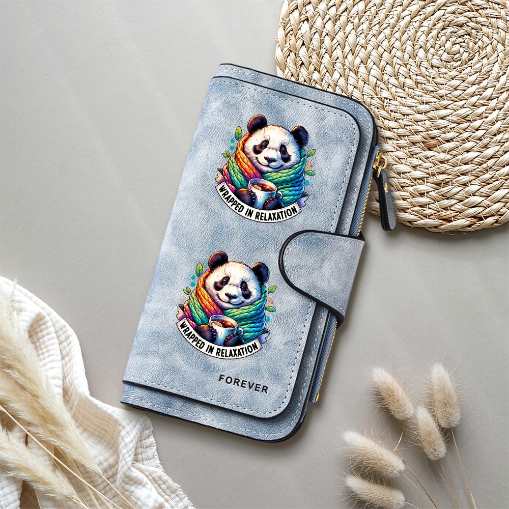 Cute Panda Printed Long Wallet Casual Large Capacity Faux Leather Purse