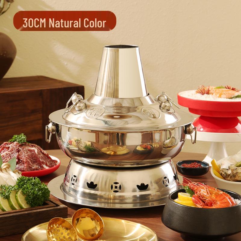 

Екологічний нержавіючий сталевий Старопекінський імітація міді Шобу баранина гарячий горщик для домашнього та ресторанного використання 30cm