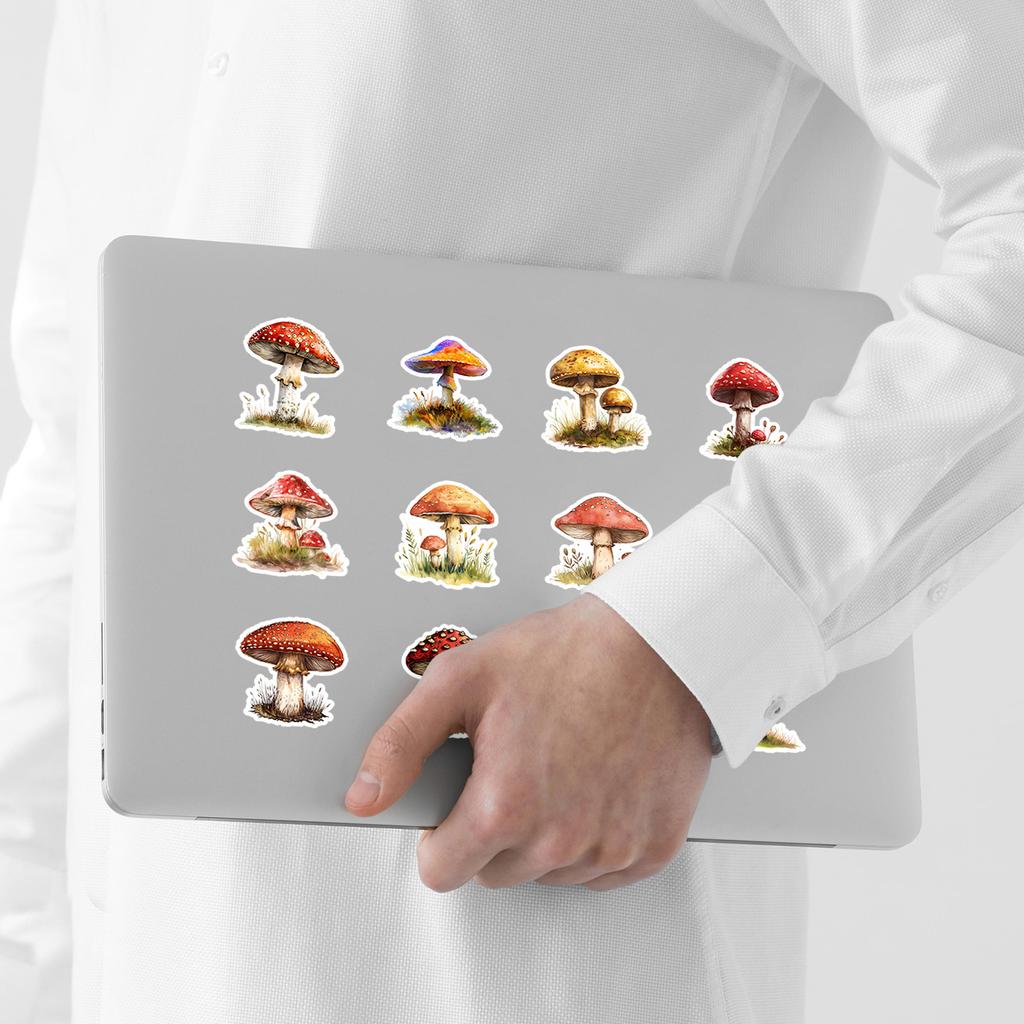 50 Aquarell Pilz Graffiti Aufkleber Handy Computer Wasserdichte Dekoaufkleber Kreative Pilzaufkleber Schreibwarenpapier