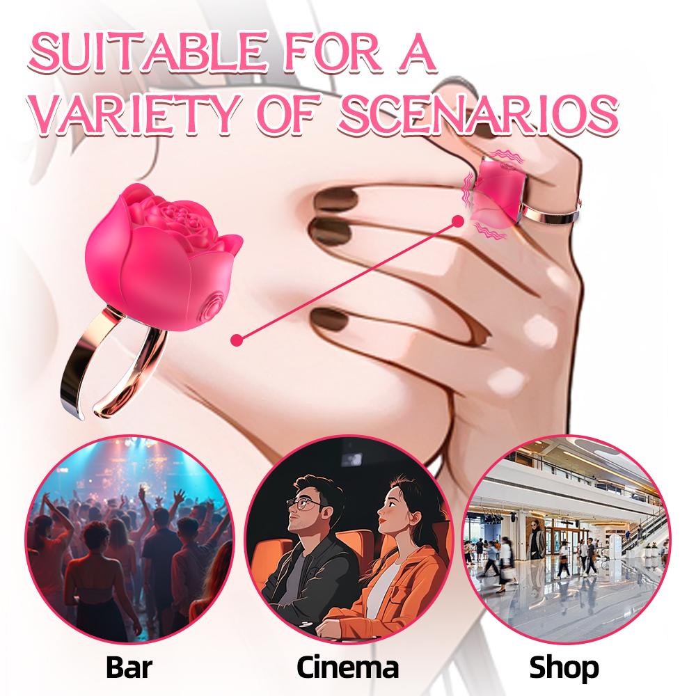 FairyKiss Rose Finger Ring Vibrator for Women Mini Clitoris Nipple Stimulator 10 Vibration Modes Adult Tease Sex Toys Massager