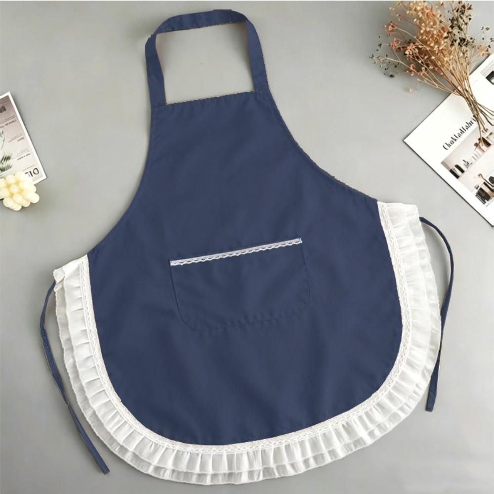 Lace Cooking Apron Splash-proof Fabric Work Clothes New Household Apron  For Kitchen