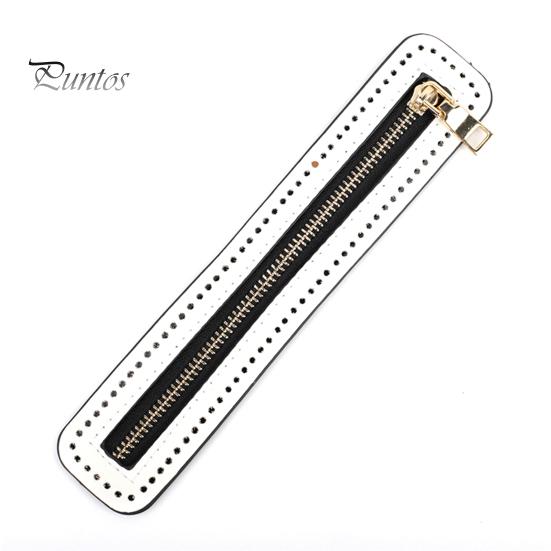 Faux Leather Bag Zipper Strip Stainless Clothing Luggage Faux Leather DIY Sewing Zipper Chain with Sewing Holes