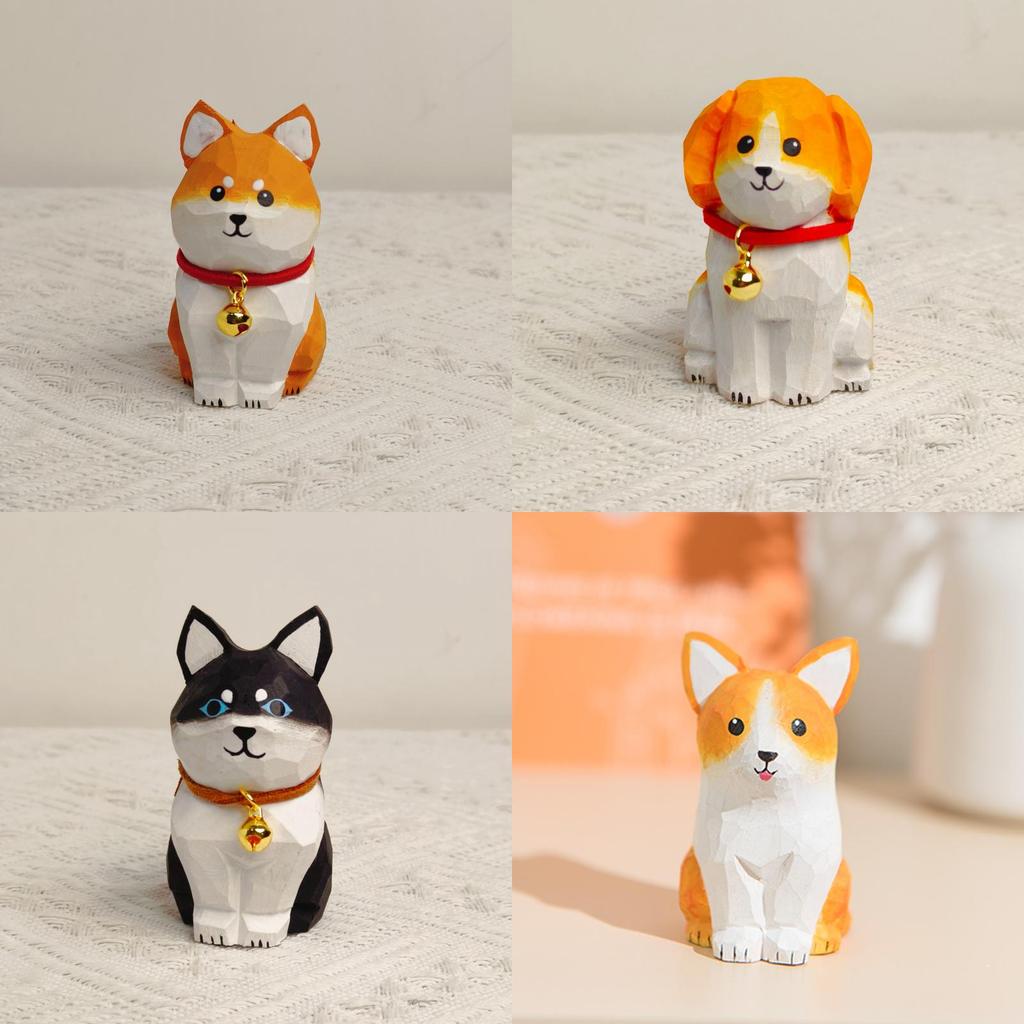 Wooden Dog Cartoon Desk Ornament Handmade Gift For Dog Lovers