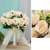 Champagne Wedding Bouquet for Bride Bridesmaid Artificial Roses Bouquet for Wedding Church Home Decoration, Gifts