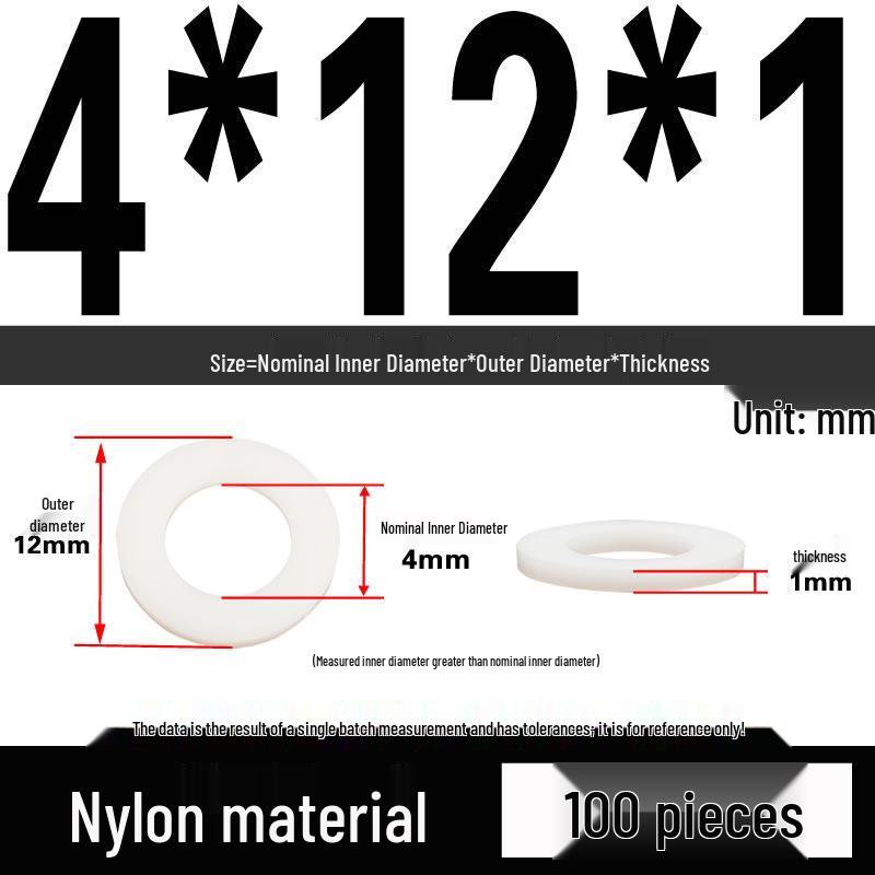 White Wear-Resistant Nylon Flat Washer Round Plastic Insulating Gasket M4-M20