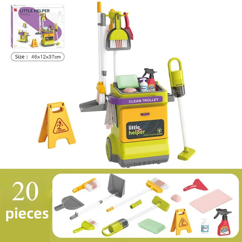 Haushaltsarbeit Zuhause Spielset zum Nachspielen Reinigungsspielzeug Kinder Werkzeuge Spielset Kinder Reinigungs-Wagen Haushaltsspielzeug Kinder Geschenke