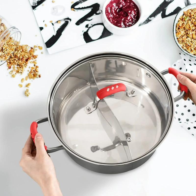 2 Stück Verbrühschutz Topfgriffe Handschuhe Hitzebeständigkeit Rutschfeste Silikongriffe Rutschfeste Topfgriff-Zubehör Küchenhelfer