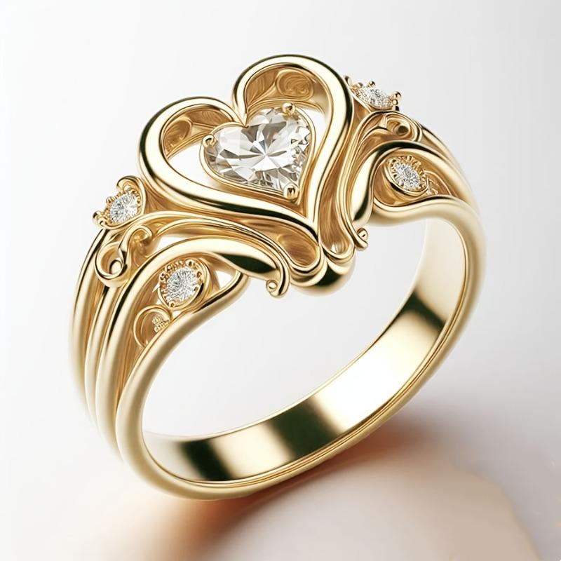 Элегантное кольцо в форме сердца с кубическим синтетическим цирконием | Романтические украшения 8