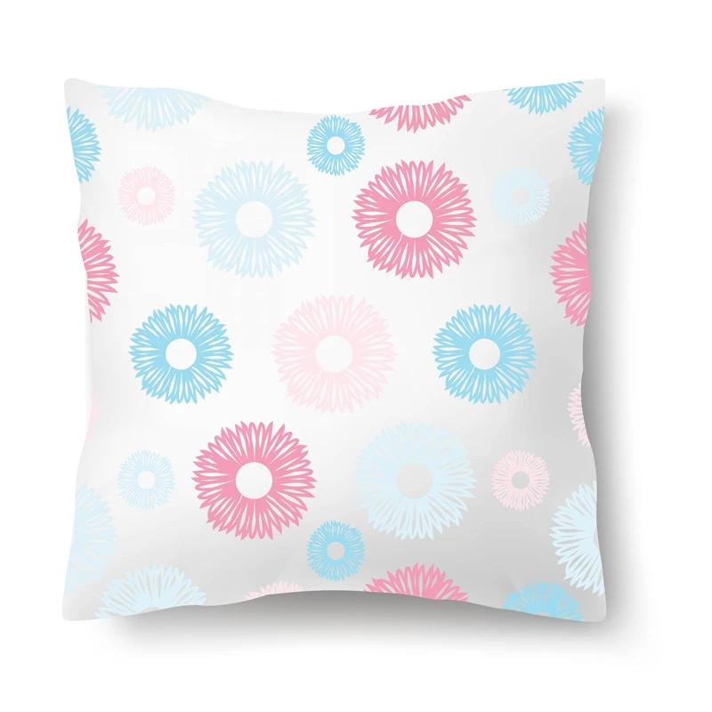 Nordic Floral Print Pillowcase 45x45CM Sofa Office Seat Car Cushion Cover Creative Ornament Bedroom Room Home Decoration
