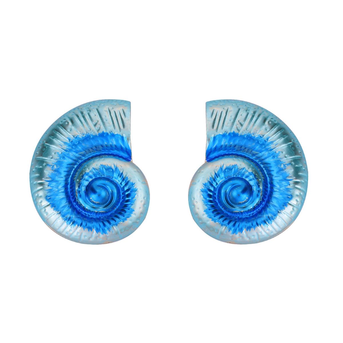 

New Ocean Inspired Multicolor Conch Stud Earrings Beach Vacation Style Minimalist Metal Ear Jewelry For Women Fashion Gift синий