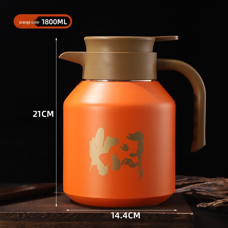 Large Capacity Moka Pot - 316 Stainless Steel, Double-Layer Insulation, Tea/Water Separation, Old White with Handle