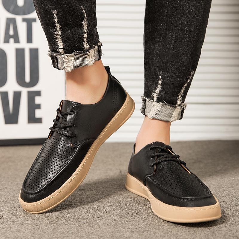 Fashion Leisure business men's new lace up leather shoes  Fashion Design outdoor party Comfortable Breathable and  mesh design shoes