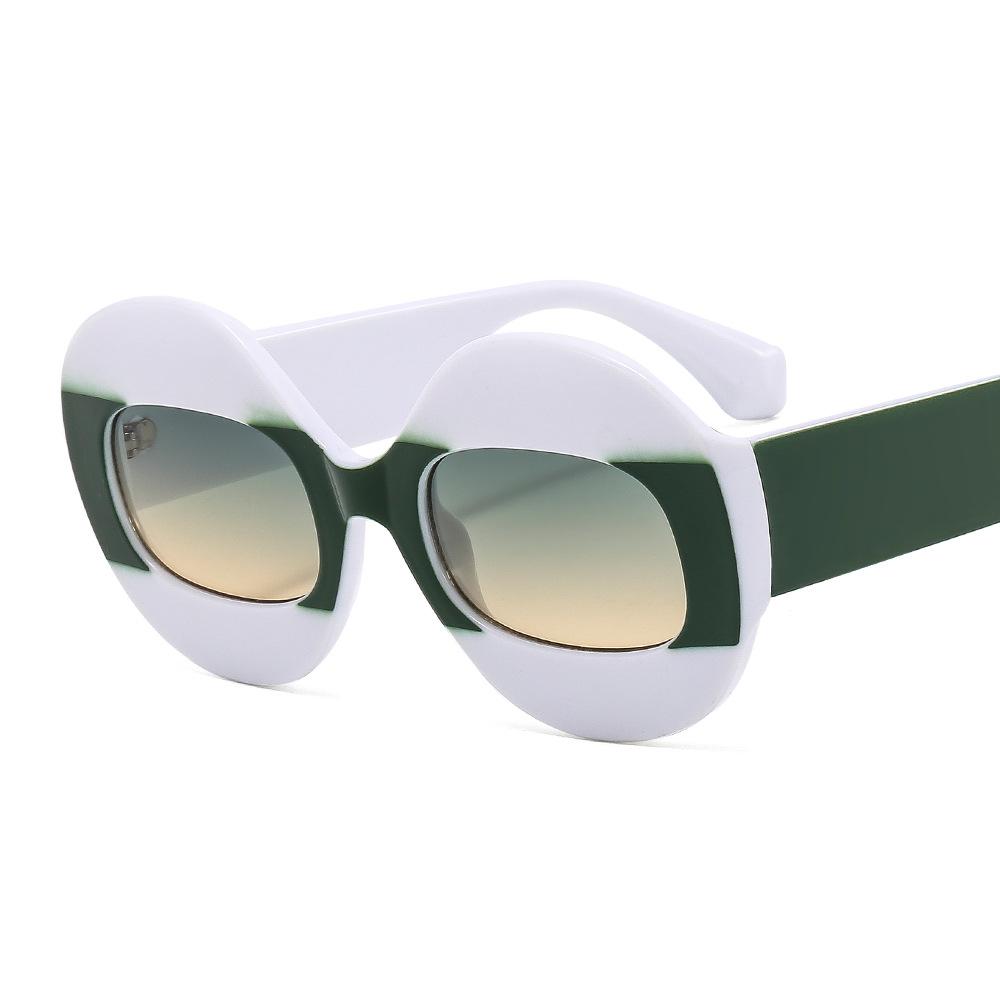 Stylish Round Contrast Color For Ladies Sun Glasses Vintage Oval Clear Gradient Lens Shades UV400 For Gents Trending Punk Sun Glasses