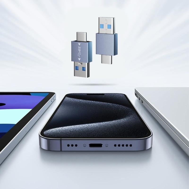 2 Stück tragbarer Typ-C-zu-USB-3.1-Konverter, Stecker auf Stecker, mit doppelter Funktionalität für Smartphones und Laptops