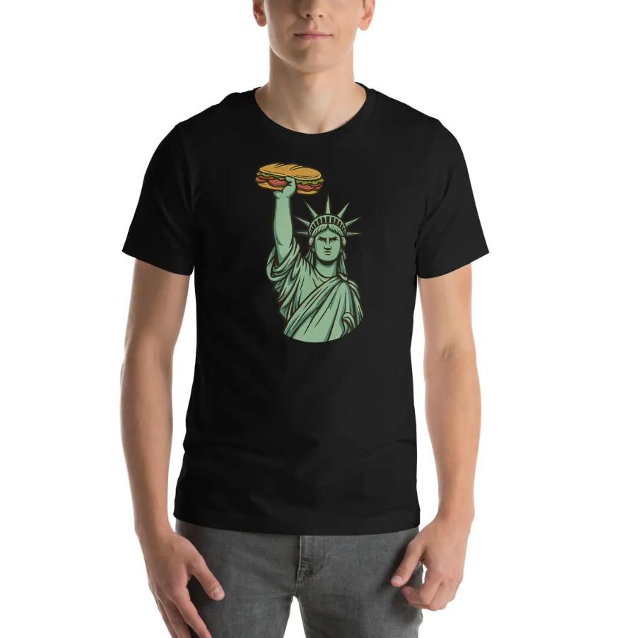 Statue of Liberty Salami Sandwich Guy Stand for Freedom Unisex T-Shirt Unisex T-Shirt S