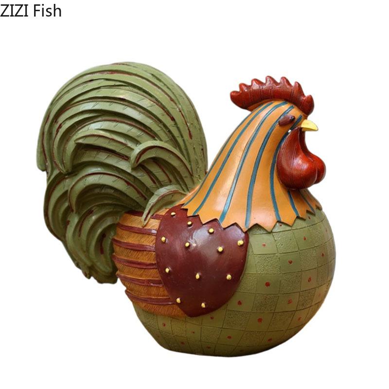 Barevná soška kohouta Ozdoby Dekorace na stůl Zvířecí sošky Pryskyřičné umělecké dílo Kohout Moderní řemesla Dekorace estetiky místnosti