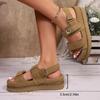 Damen Römische Flache Sandalen Lässige Bequeme Sandalen mit Dicker Sohle Absatzsteigerung Sommerschuhe Zapatos De Mujer