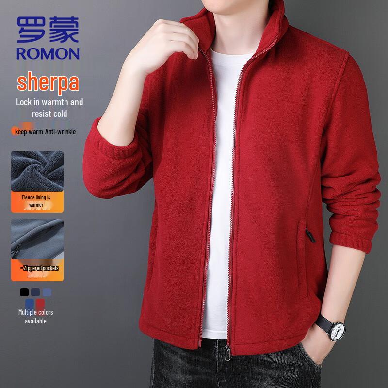 

ROMON Men s Lamb Fleece Stand-Up Collar Jacket 5XL