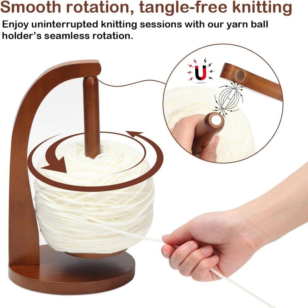 Spinning Thread Spool Wool Ball Yarn Stand Knitting Tool Wooden Yarn Holder  Crochet