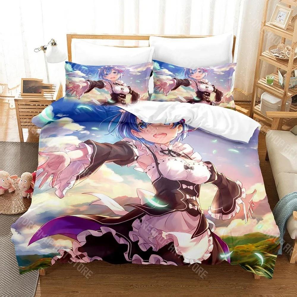 Re ZERO Starting Life in Another World Rem Emilia Bedding Set Boys Girls Duvet Cover Twin Queen King Full Single Double Sizes