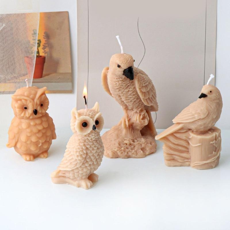 Standing Owl Candle Molds Animal Silicone Mould Plaster Molds Handmade Parrot Molds Ornament Molds Epoxy Resin Molds