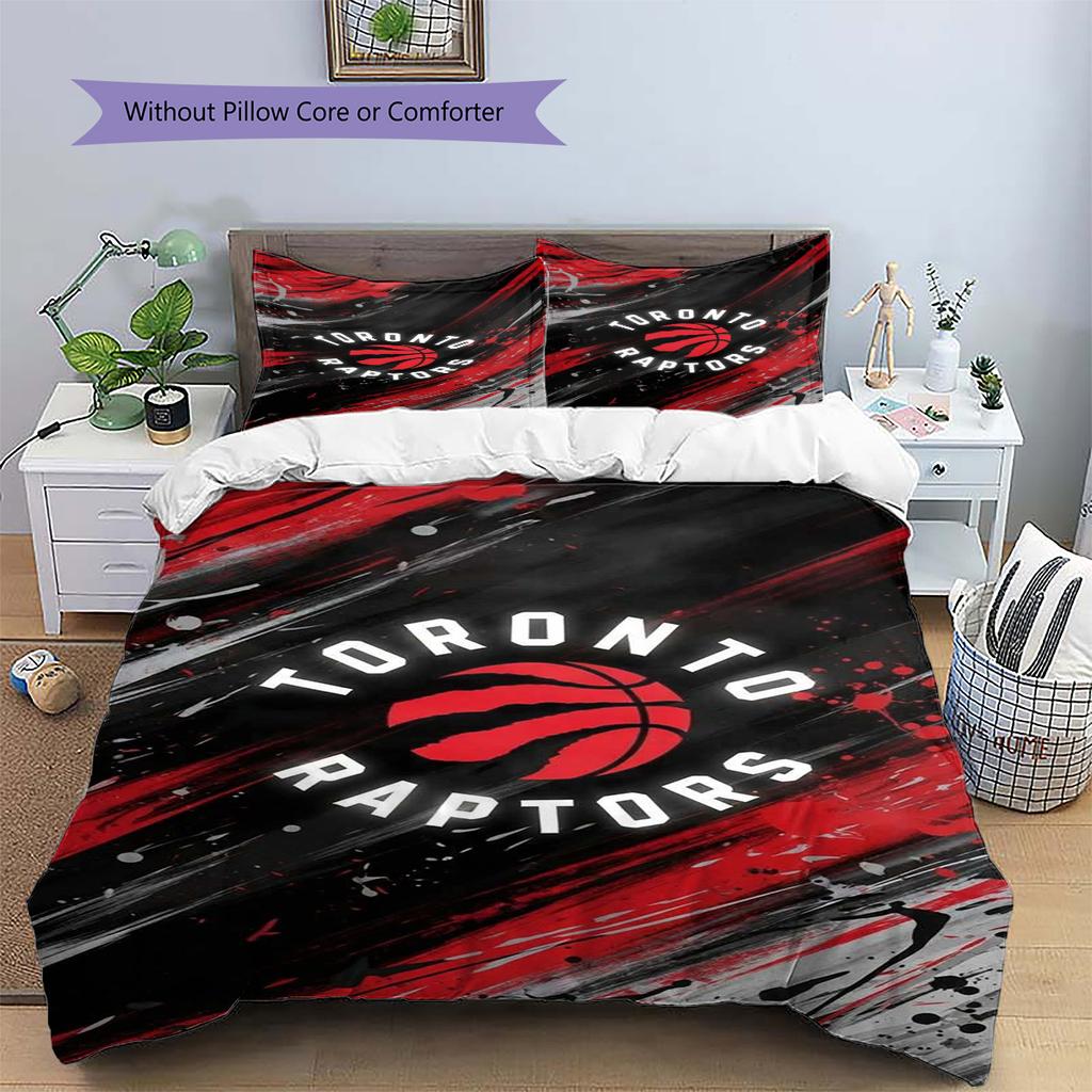Toronto Raptors Pattern Bedding Set Quilt Cover Pillowcase Home Decor Gift (1 * Duvet Cover + 2 * Pillowcase, Without Core)