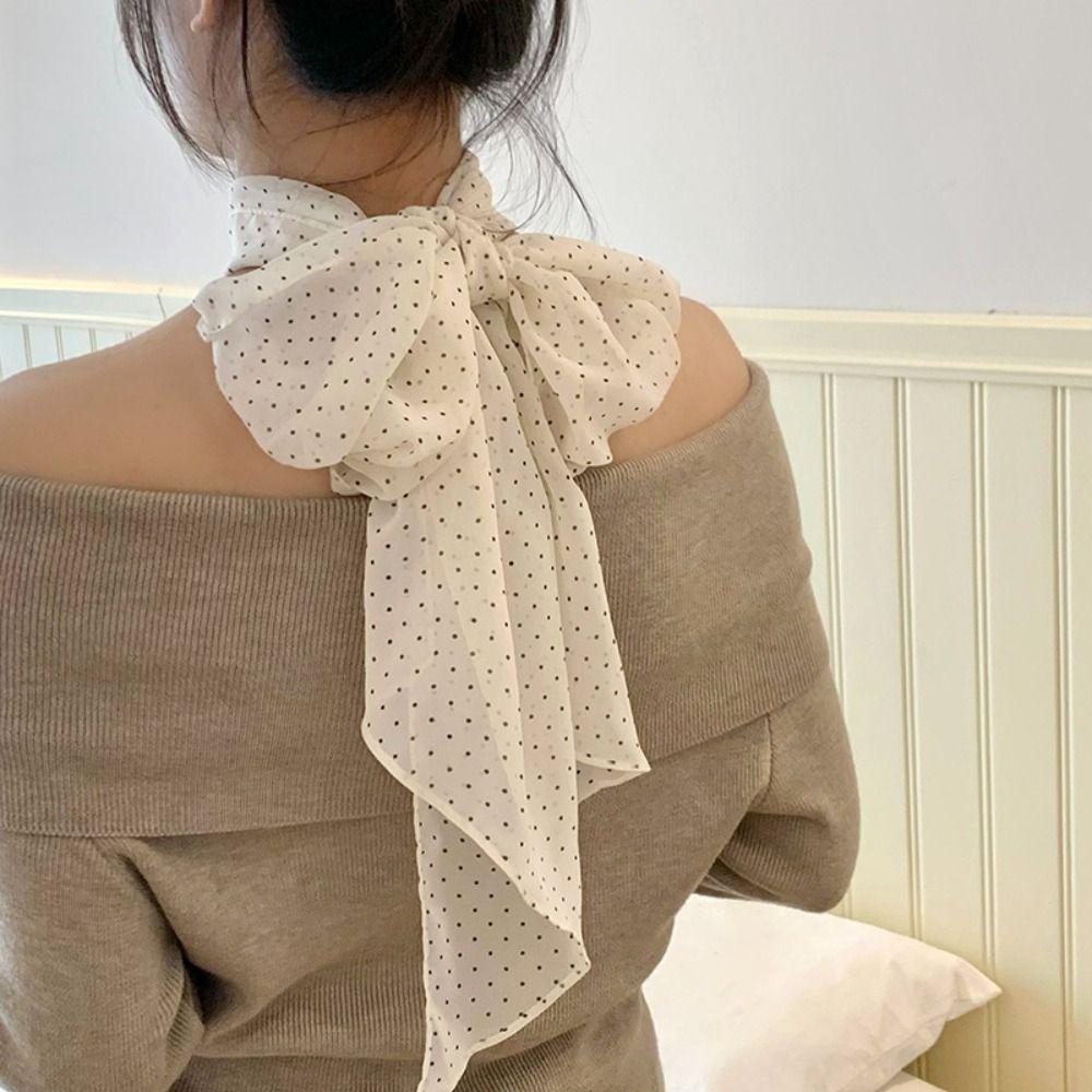 Ribbon Scarf Headband Thin Long Scarves Sweet Polka Dot Scarf  Outdoor