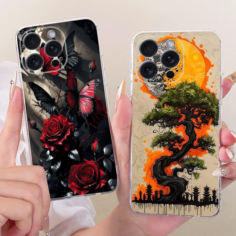 Casing For iPhone 15 Pro Max Cover Fashion Cartoon Cute Funny Painted Silicone Case A2849 A3105 A3106 A3108
